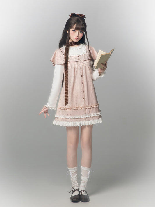 Pink Dot Pinafore A-Line Dress HUT0164