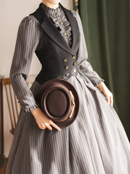 Vintage Double-Breasted Tailored Waist Vest FOR0063