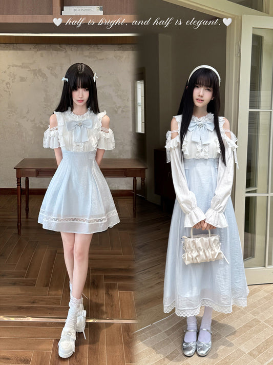 Off-Shoulder Ruffle Lace Long Dress LAL0132
