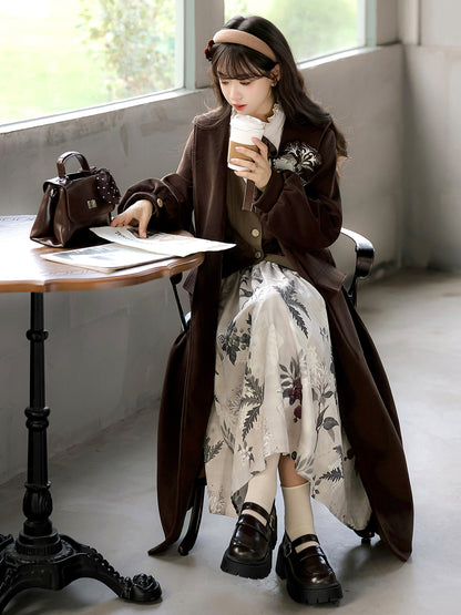 Vintage Floral Skirt Coat And Vest Set YOU0324
