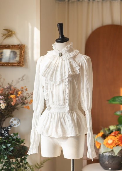 Elegant Vintage Ruffle Collar Long Sleeve Blouse FOR0059