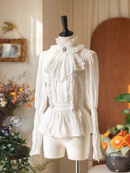 Elegant Vintage Ruffle Collar Long Sleeve Blouse FOR0059