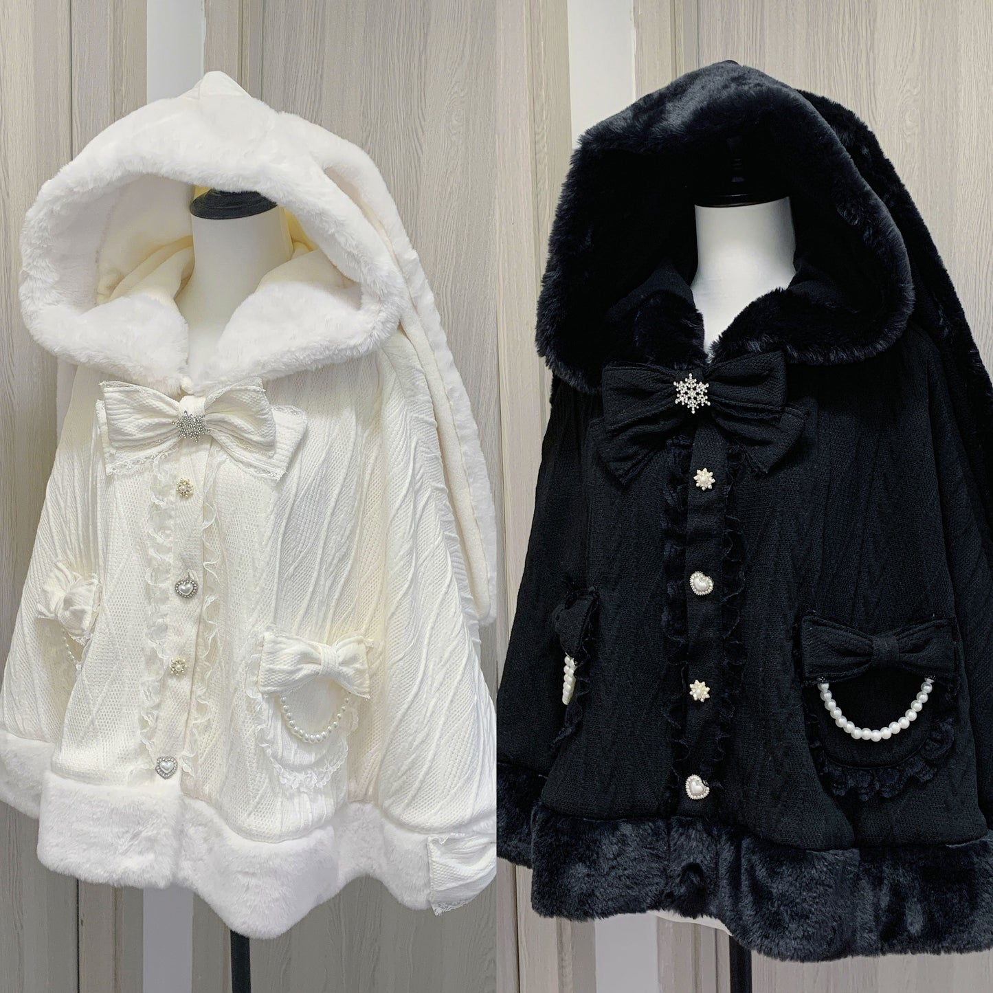 Big Ribbon Imitation Fur Short Coat VIR0004