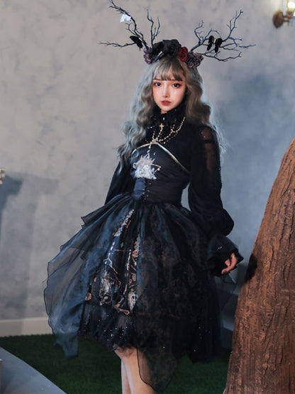 Retro Black Gothic Lolita Dress CHE0008