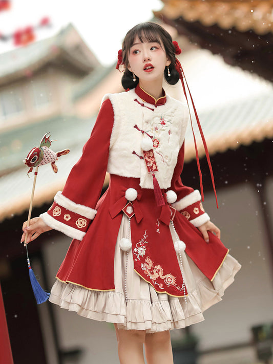 Chinese New Year Embroidered Vest Dress Set YOU0240