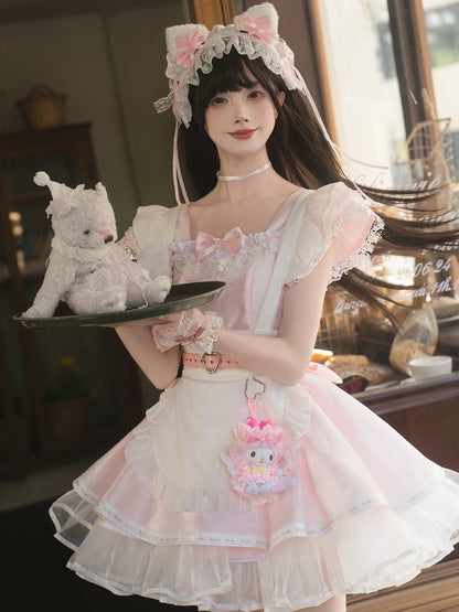Doll Angel Pink Ruffle Apron Dress LAL0181