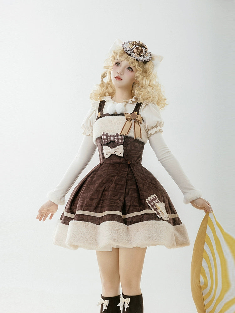 Cookie Print Brown Lolita Dress WIT0023