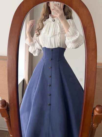 Elegant Vintage Ruffle Collar Long Sleeve Blouse FOR0059