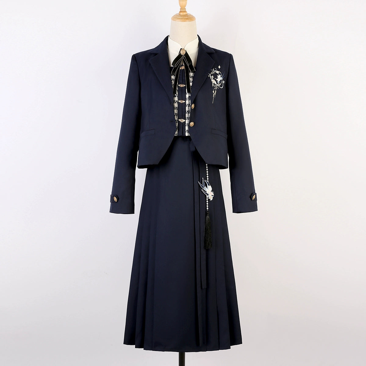 School Uniform Style Elegant Navy Four-piece Set YOU0043