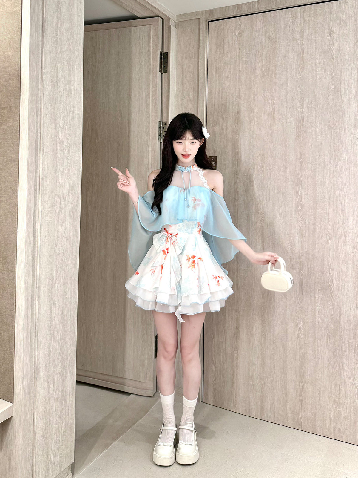 Off Shoulder Halter Floral Tiered Dress BEL0033
