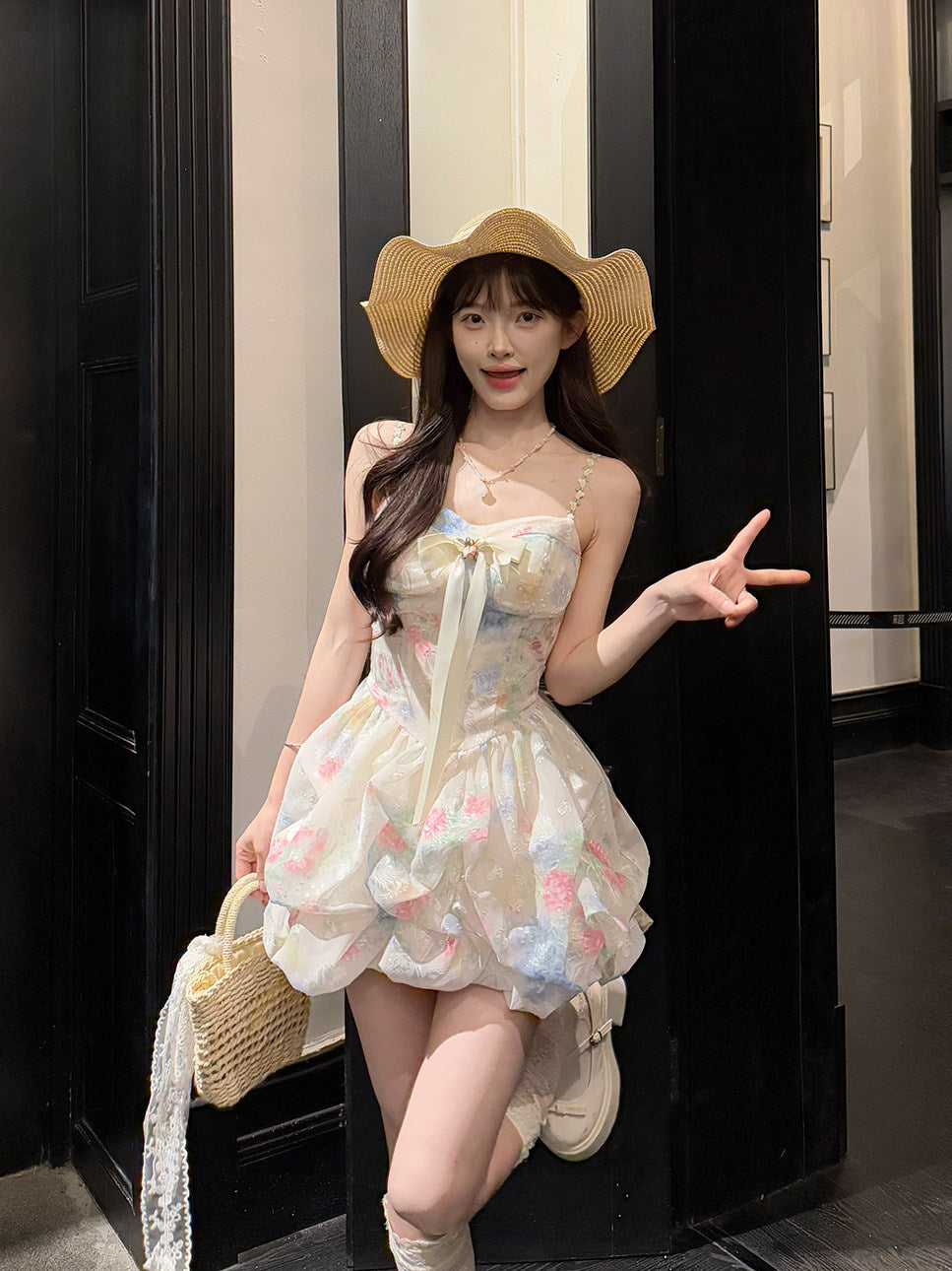 Floral Corset Bubble Hem Dress BEL0026