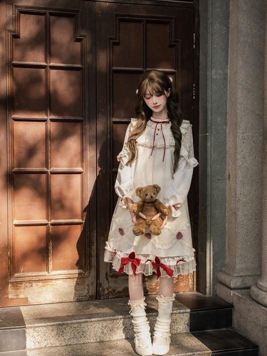 Vintage Lace Collar Ruffle Tie Dress LAL0166