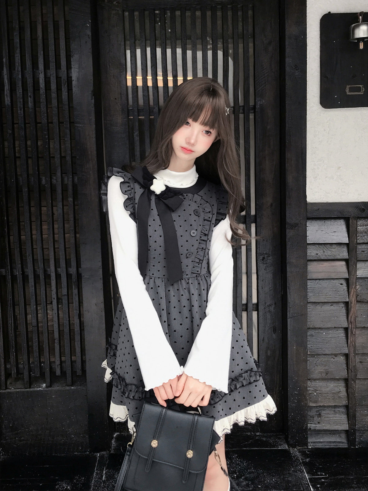 Polka Dot Ruffle Pinafore Dress LAL0234