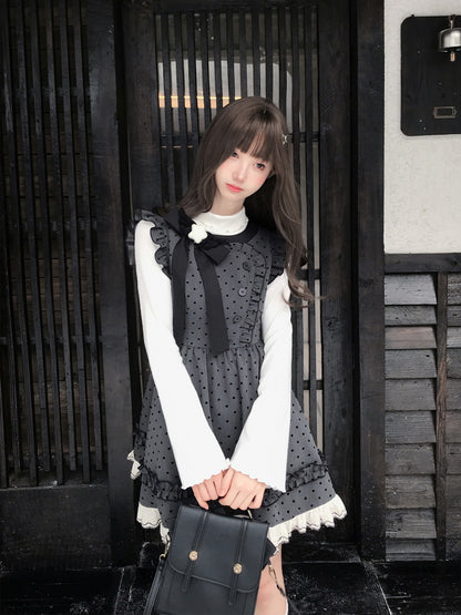 Polka Dot Ruffle Pinafore Dress LAL0234
