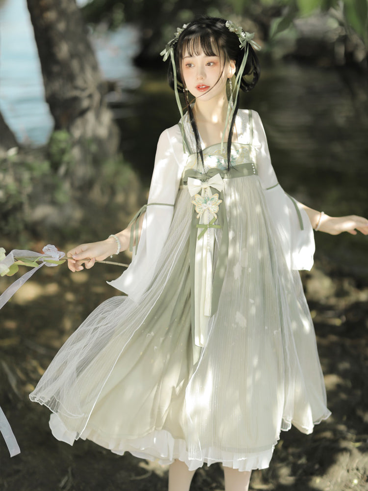 China Style Long Ribbon Light Green Dress YOU0087