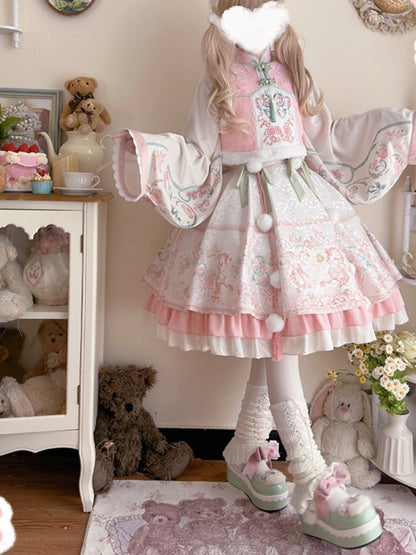 Pink White sweet Chinese style Lolita Dress CHE0050