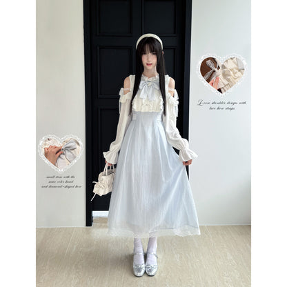 Off Shoulder Ruffle Lace Skirt Set LAL0229