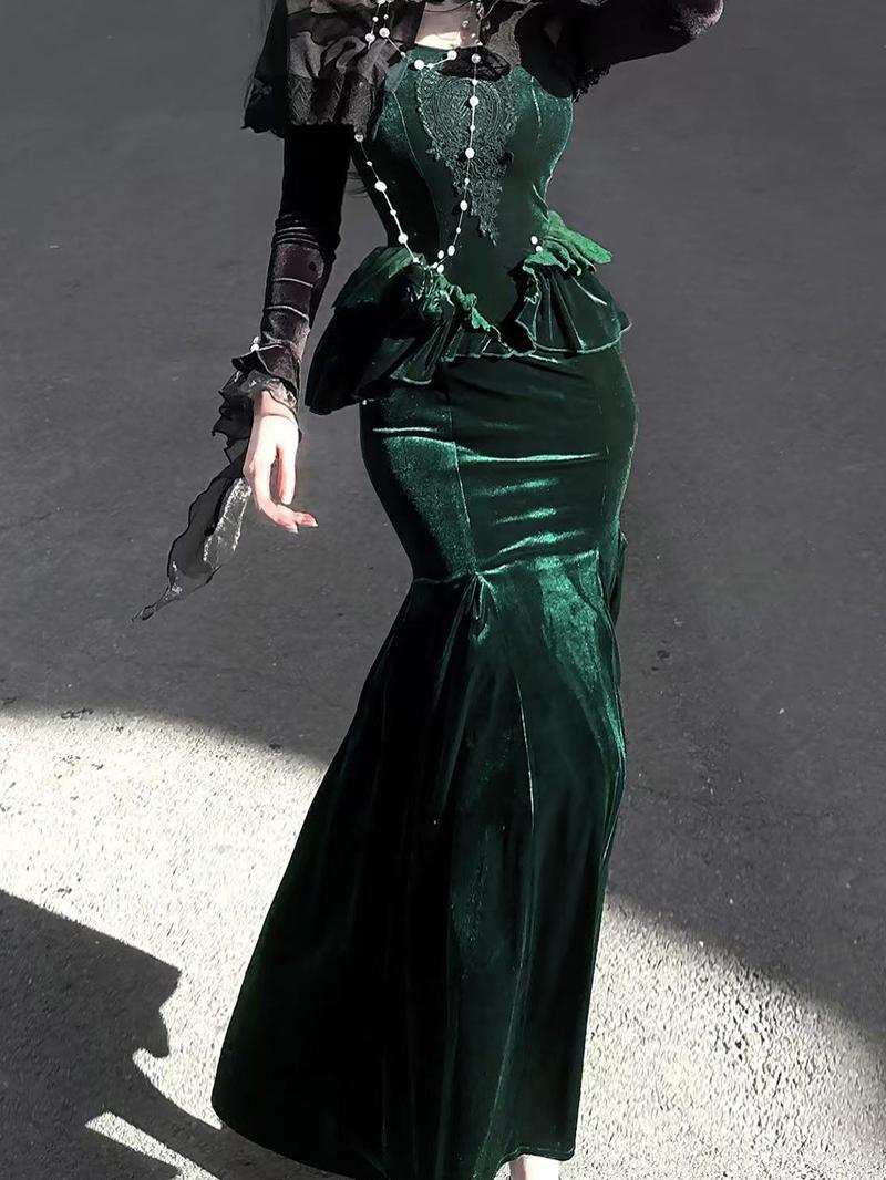 Dark Forest Gothic Lolita Mermaid Dress YOU0244