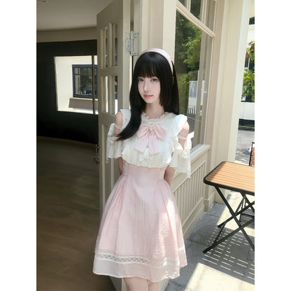 Off-Shoulder Bow Ruffle Dress LAL0223