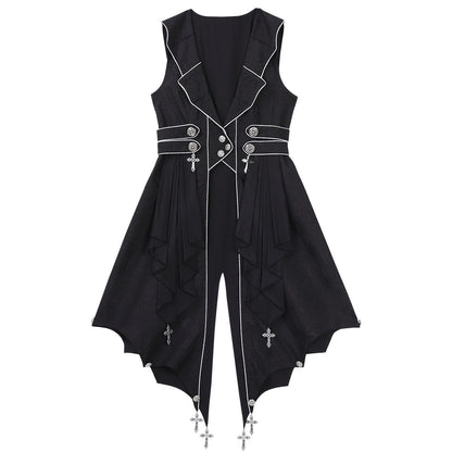 Gothic Knight Blue Shirt Vest And Shorts Set YOU0259