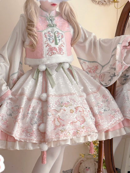 Pink White sweet Chinese style Lolita Dress CHE0050