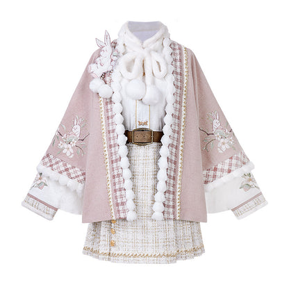 Rabbit Embroidered Chinese Style Jacket Skirt Set YOU0242