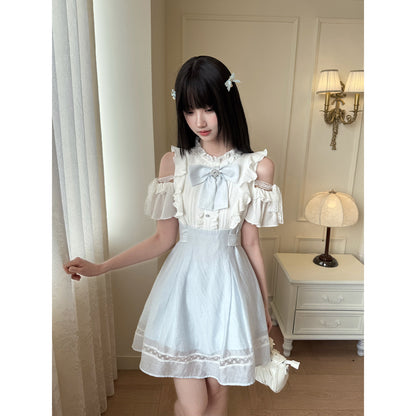 Off-Shoulder Ruffle Lace Long Dress LAL0132
