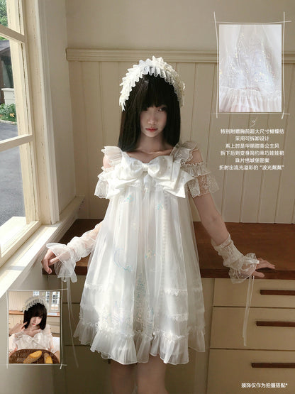 Sequin Lace Bow Off-Shoulder Dress LAL0209