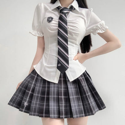 Plaid Pleated Mini Skirt Set TEA0045