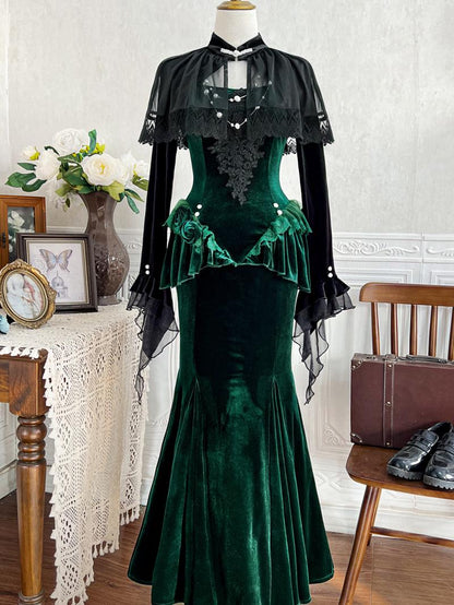 Dark Forest Gothic Lolita Mermaid Dress YOU0244