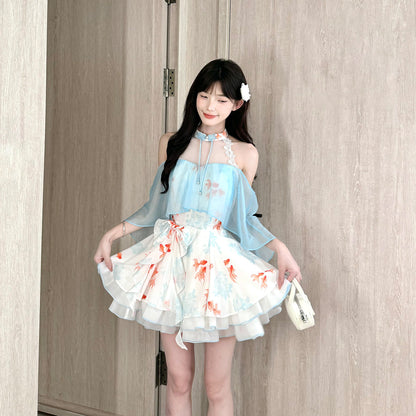 Off Shoulder Halter Floral Tiered Dress BEL0033