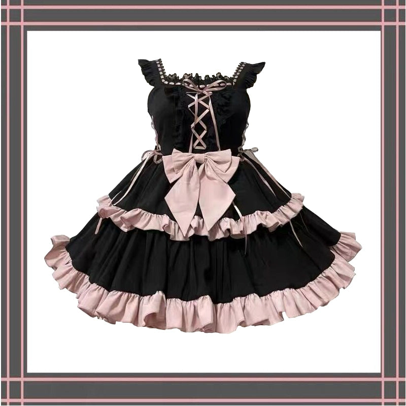 Black and Pink Lolita Mini Dress YOU0121