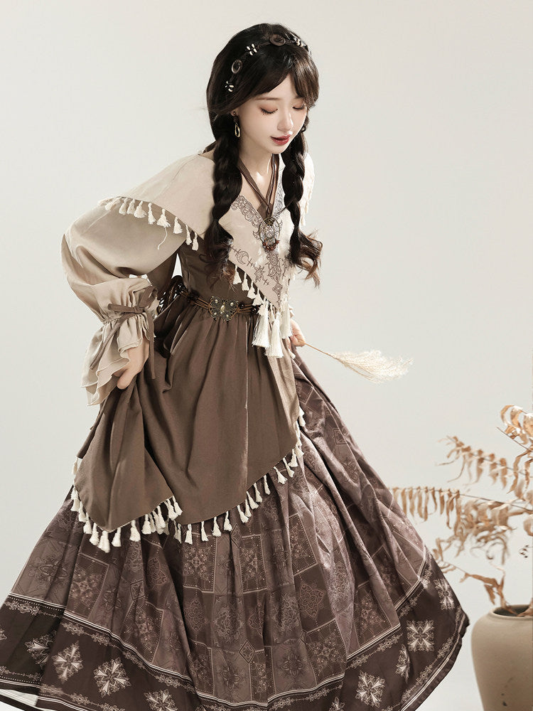 Chinese Style Tribal Lantern Sleeve Dress YOU0245