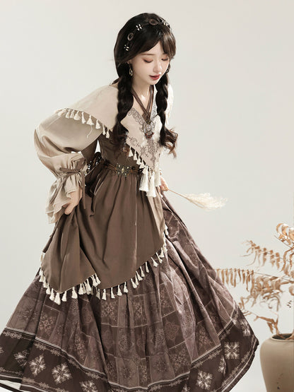 Chinese Style Tribal Lantern Sleeve Dress YOU0245