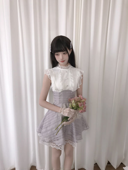 Lavender Plaid High Waist Dress LAL0176