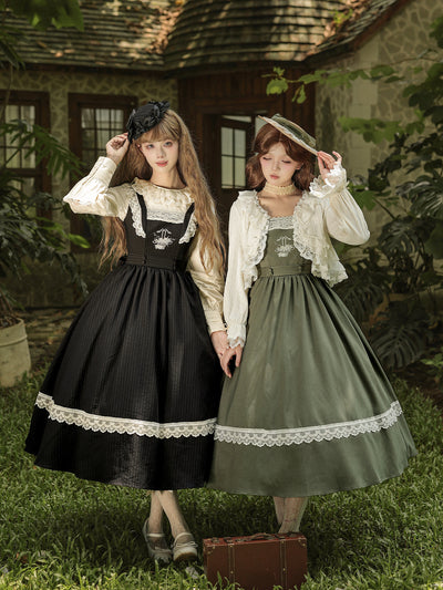 Rose Basket Embroidered Pinafore Dress WIT0302