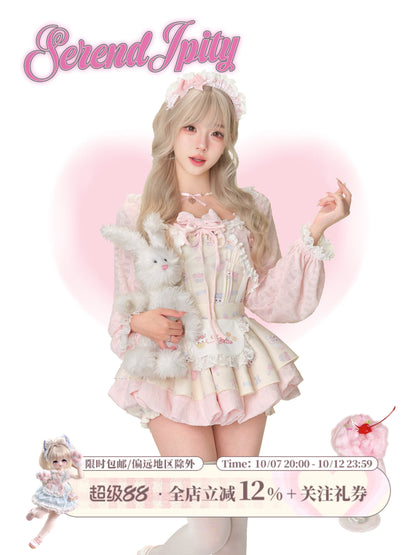 Kitten Embroidered Ruffle Suspender Top SER0166