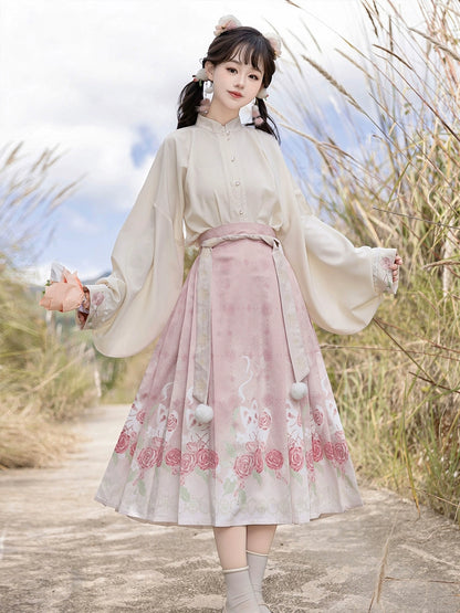 Chinese-Style Lolita Rose Cat Print Dress YOU0183