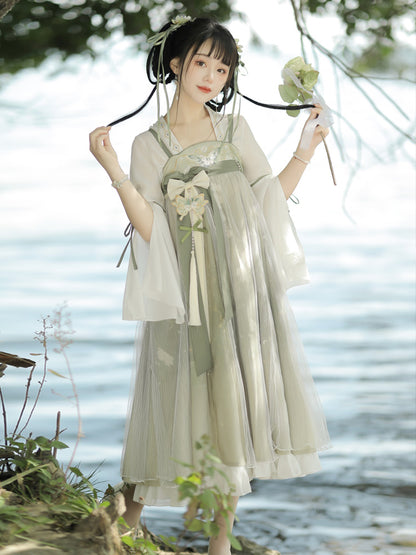 China Style Long Ribbon Light Green Dress YOU0087