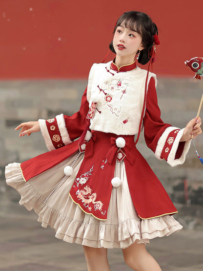Chinese New Year Embroidered Vest Dress Set YOU0240