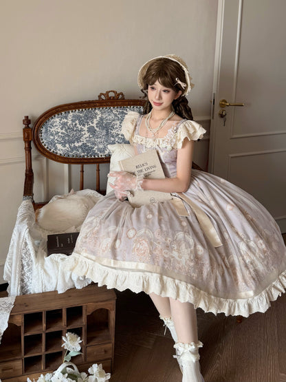 Floral Print Square Collar Lolita Dress ONE0023
