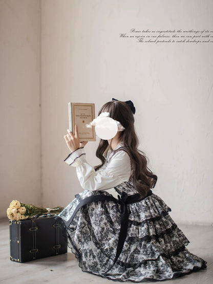 White & Black Lolita Dress HUT0010