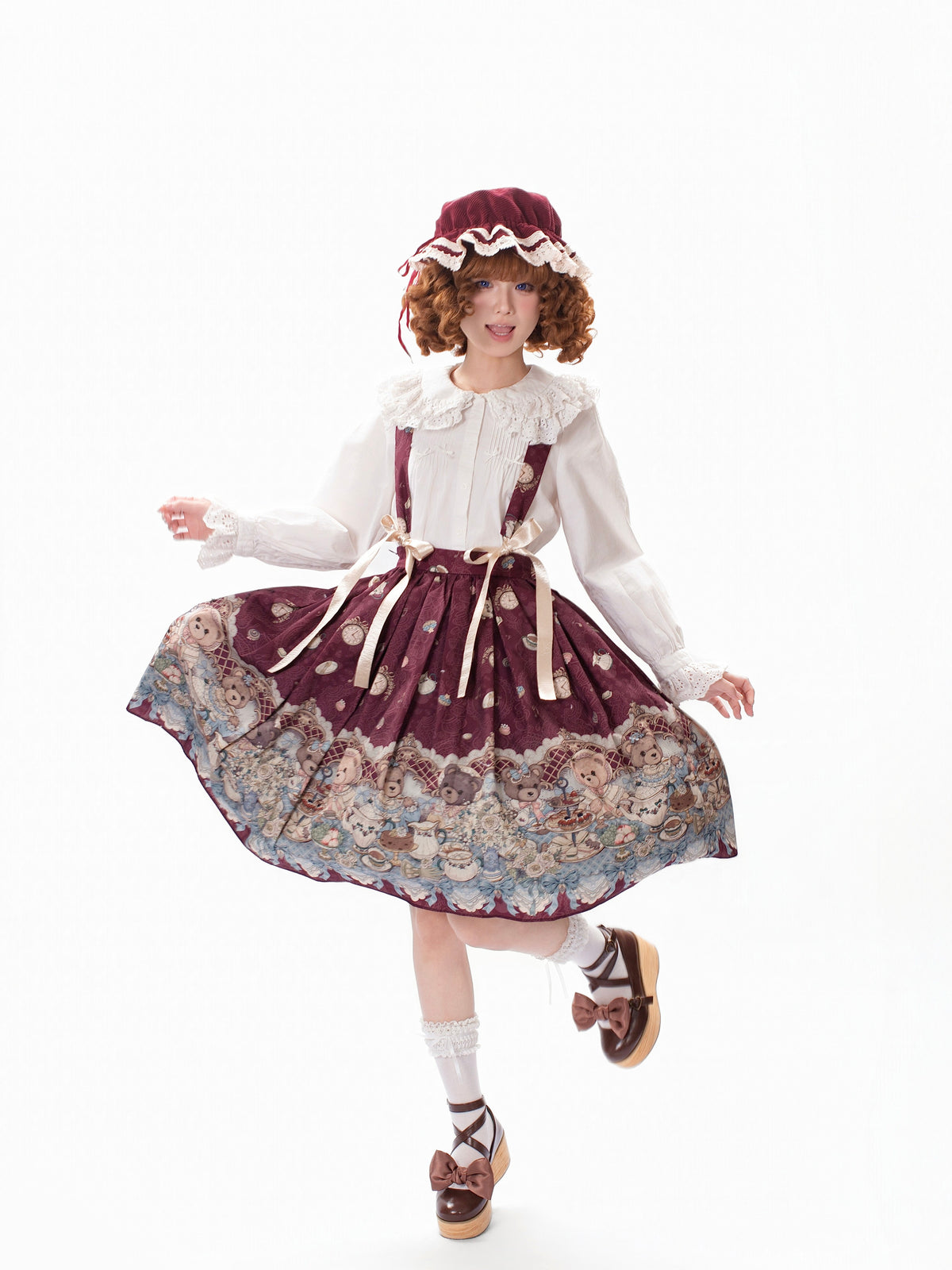Teddy Bear Print Lolita Suspender Skirt ONE0027