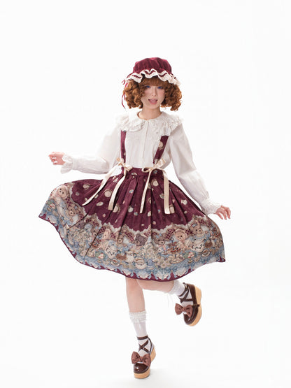 Teddy Bear Print Lolita Suspender Skirt ONE0027