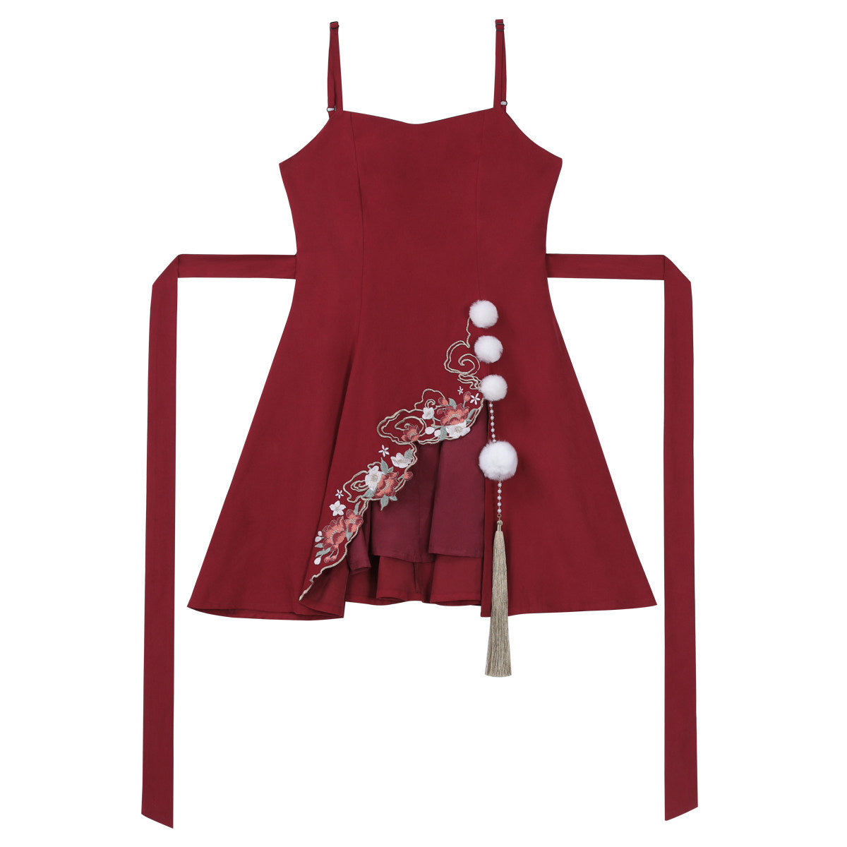 Chinese Style Embroidered Cami Dress Three-Piece Set YOU0239