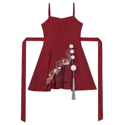 Chinese Style Embroidered Cami Dress Three-Piece Set YOU0239