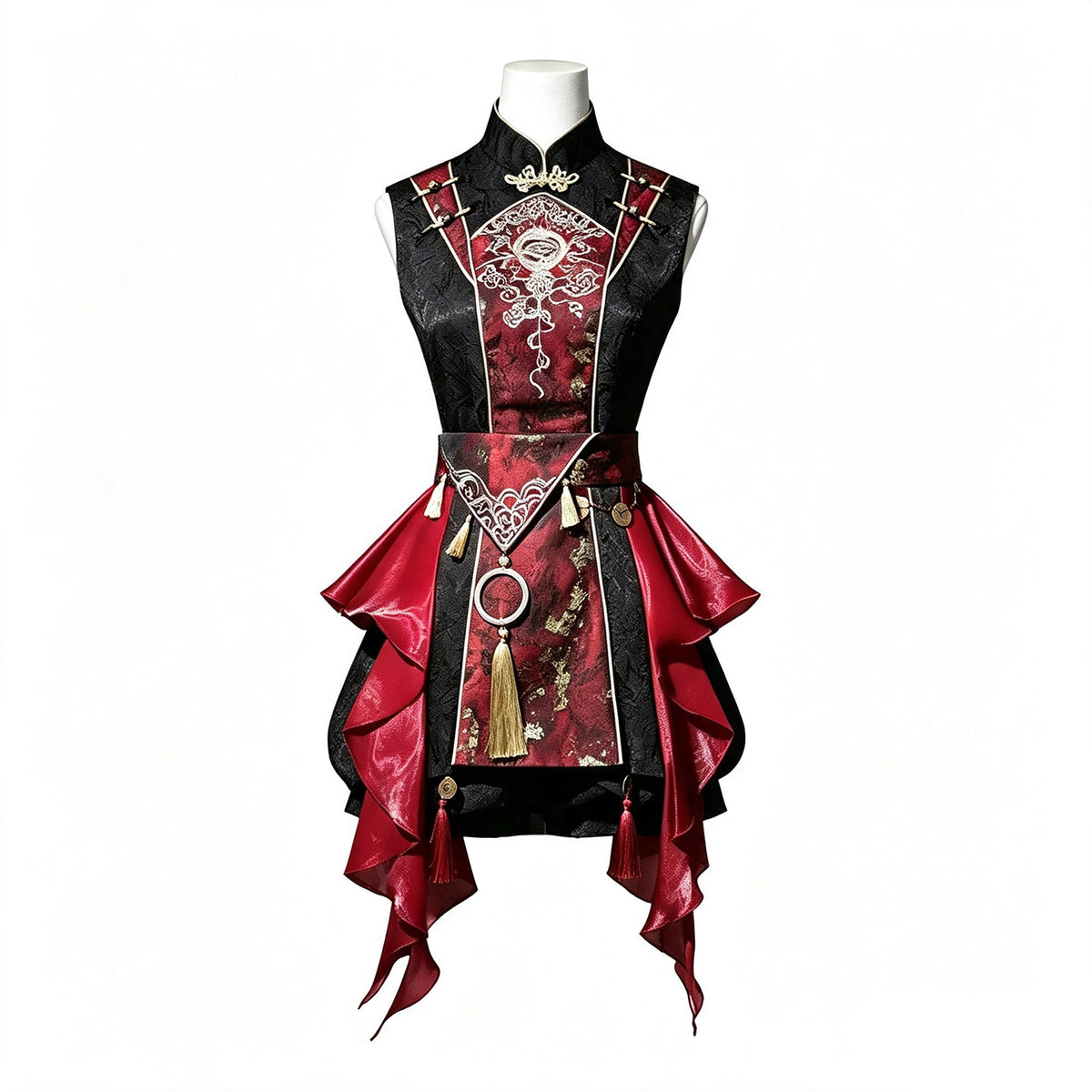 Black Red Dragon Embroidered China Style Set YOU0276