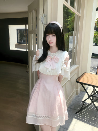 Off Shoulder Ruffle Lace Skirt Set LAL0229