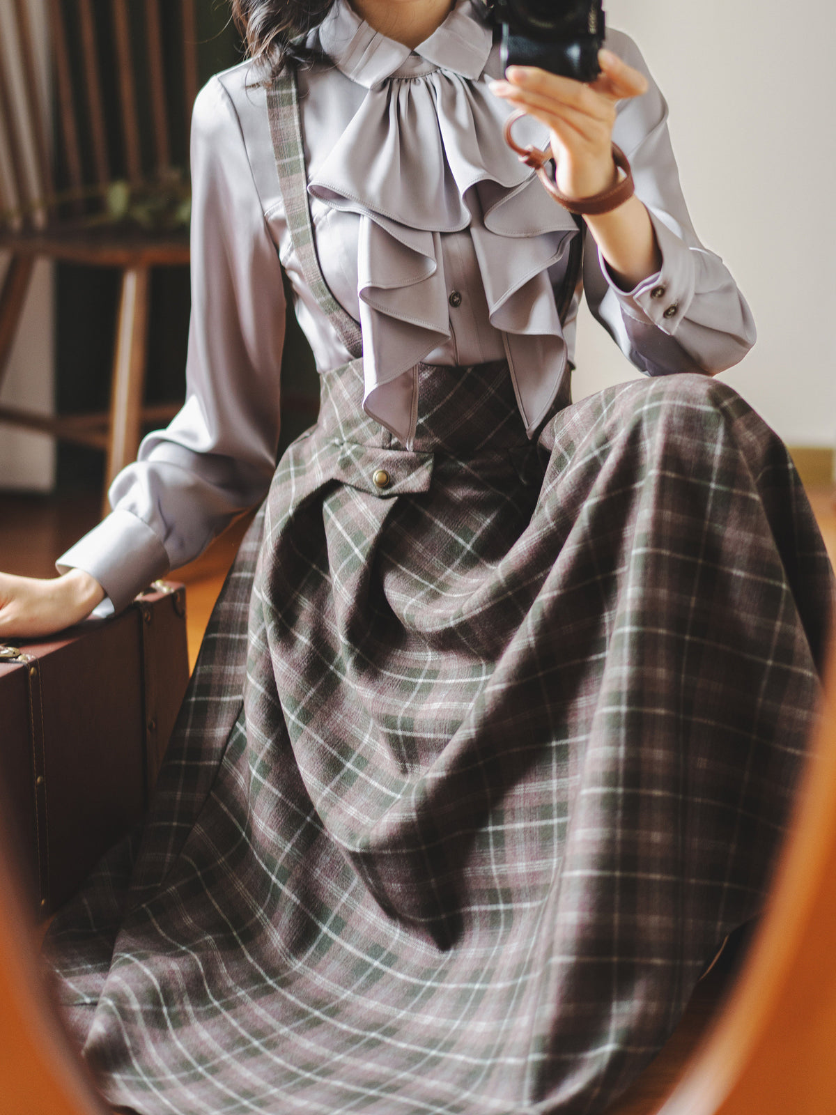 Ruffled Jabot Bow Collar Blouse FOR0061