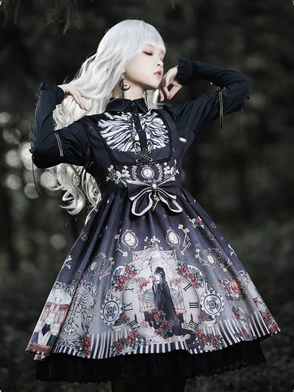 White & Black Twin Pair Gothic Lolita Dress CHE0025